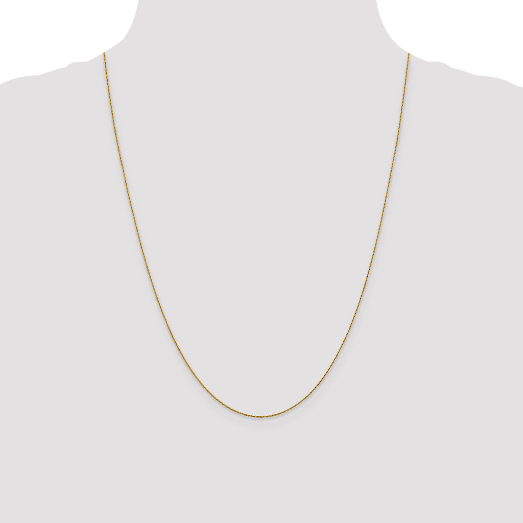 14K Yellow Gold Solid Rope Chain Necklace 0.8mm