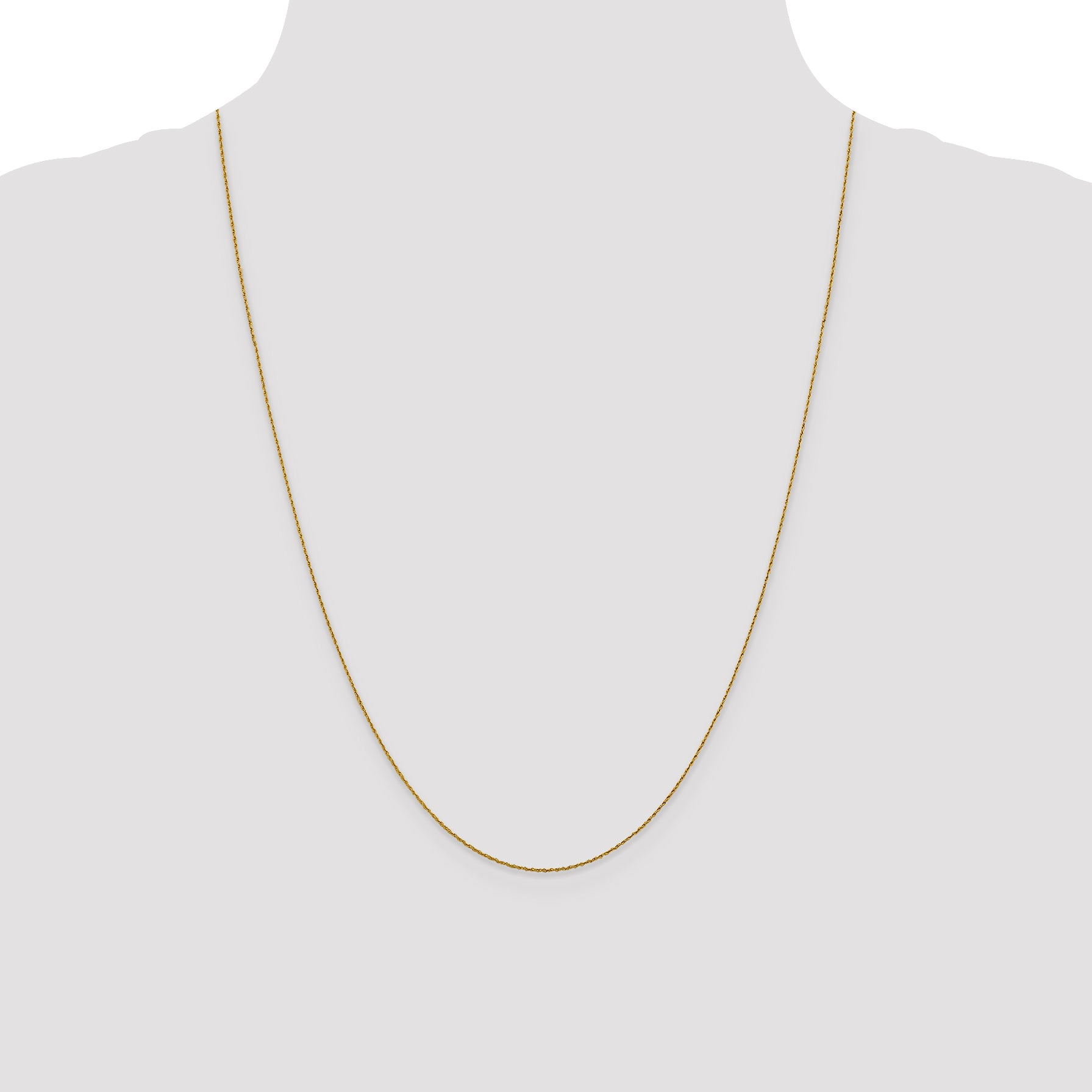 14K Yellow Gold Solid Rope Chain Necklace 0.8mm