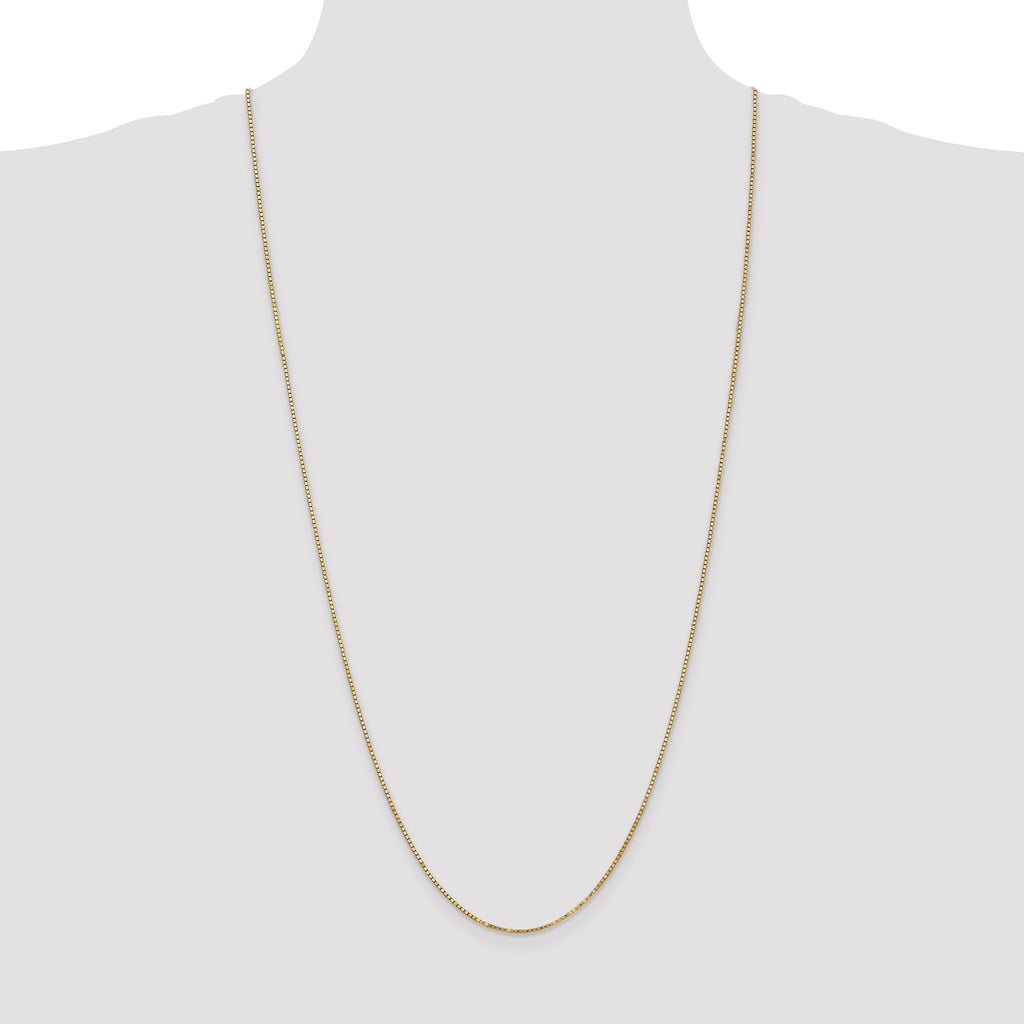 14K Yellow Gold Solid Box Chain Necklace 1.3mm