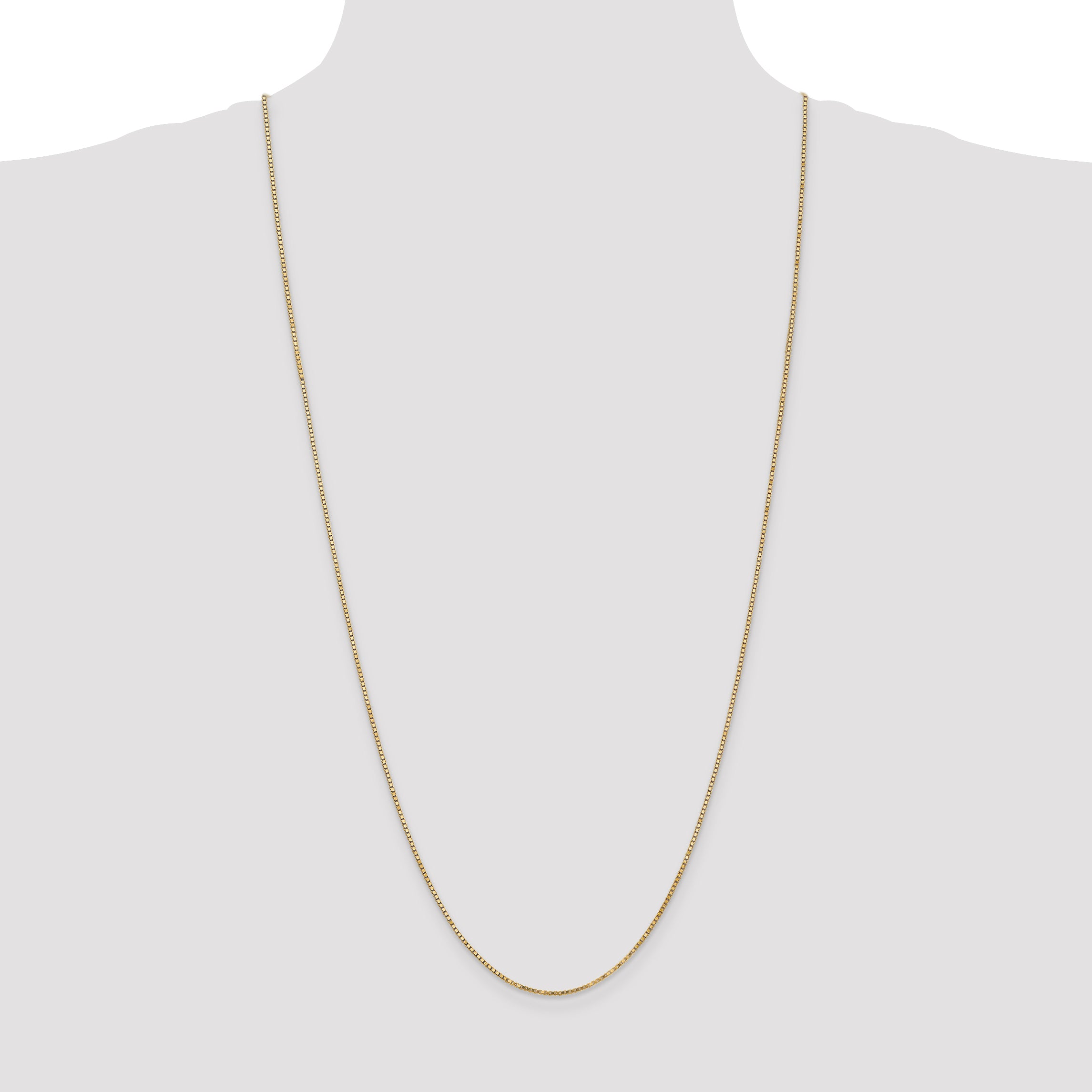 14K Yellow Gold Solid Box Chain Necklace 1.3mm
