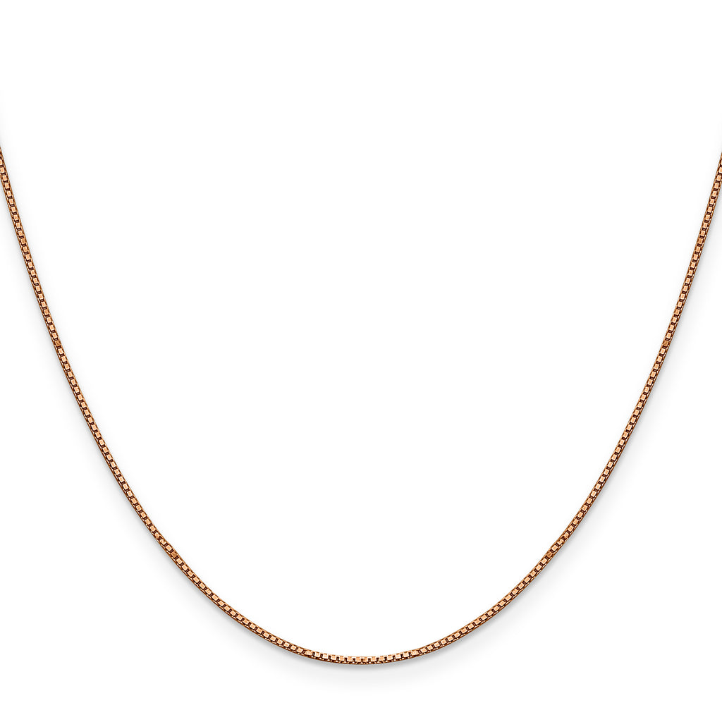 14K Rose Gold Solid Box Chain Necklace 0.8mm