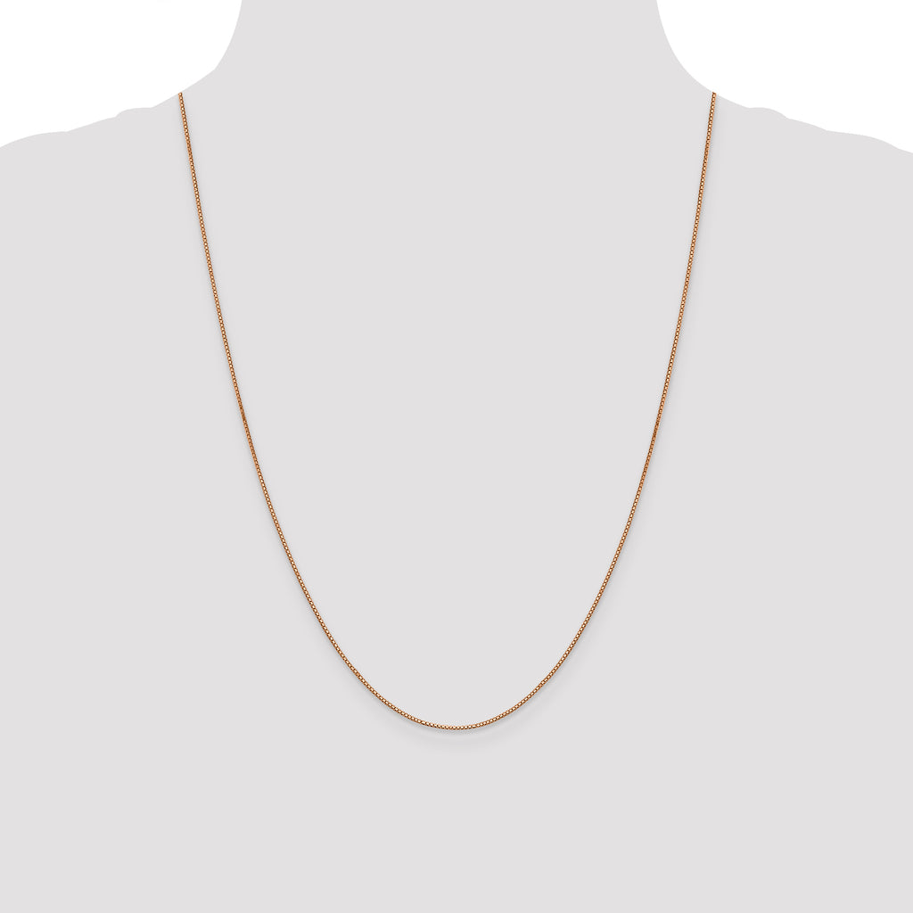 14K Rose Gold Solid Box Chain Necklace 0.8mm