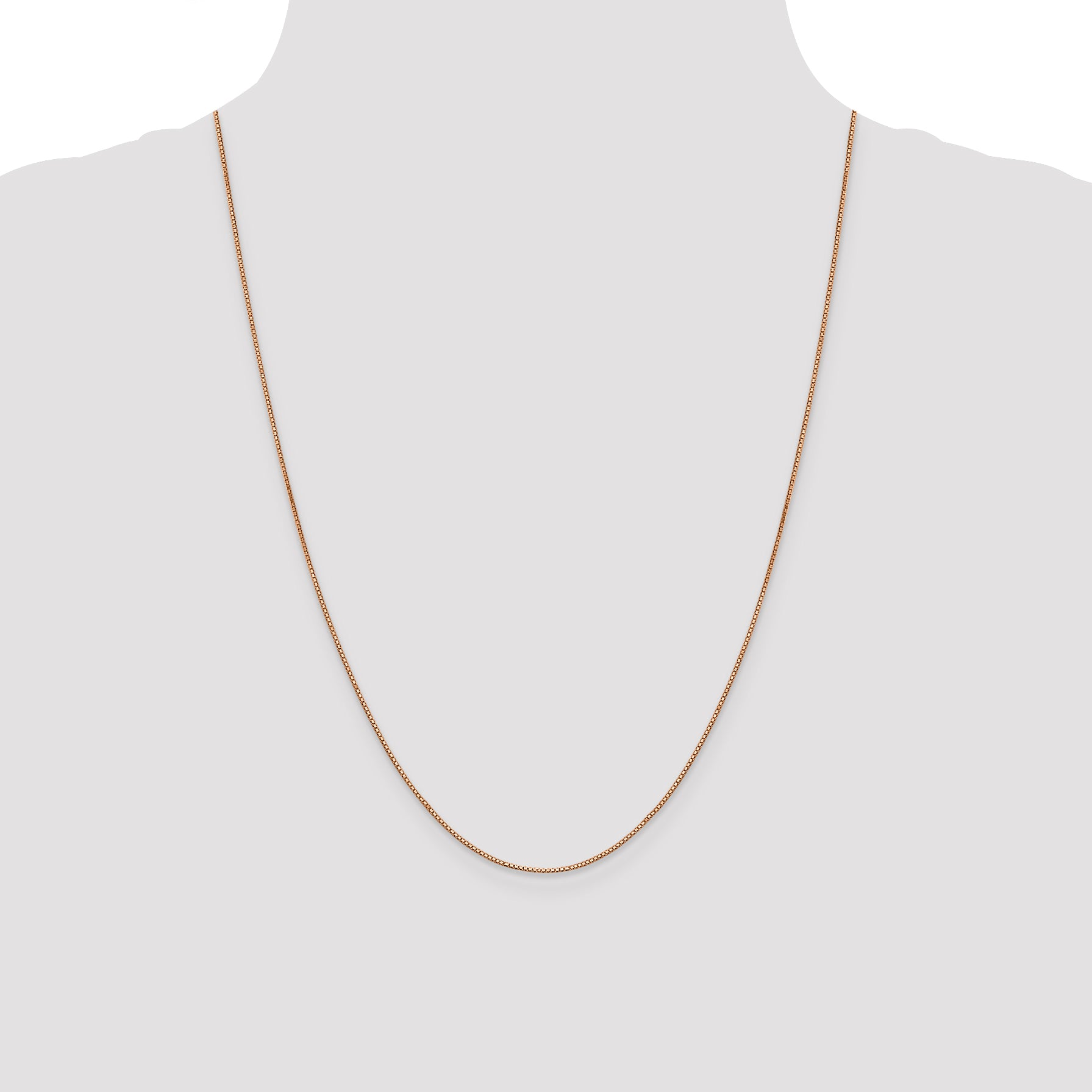 14K Rose Gold Solid Box Chain Necklace 0.8mm
