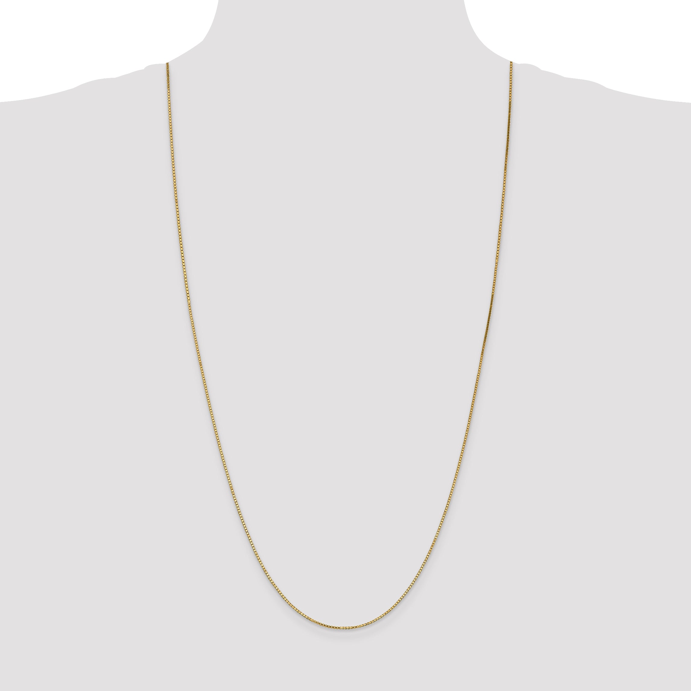 14K Yellow Gold Solid Box Chain Necklace 1.2mm