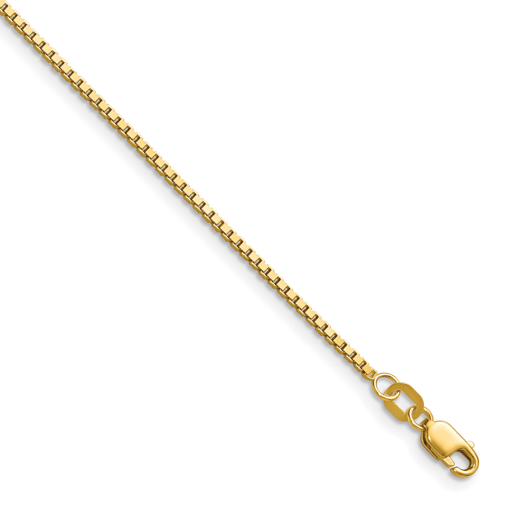 14K Yellow Gold Solid Box Chain Necklace 1.2mm