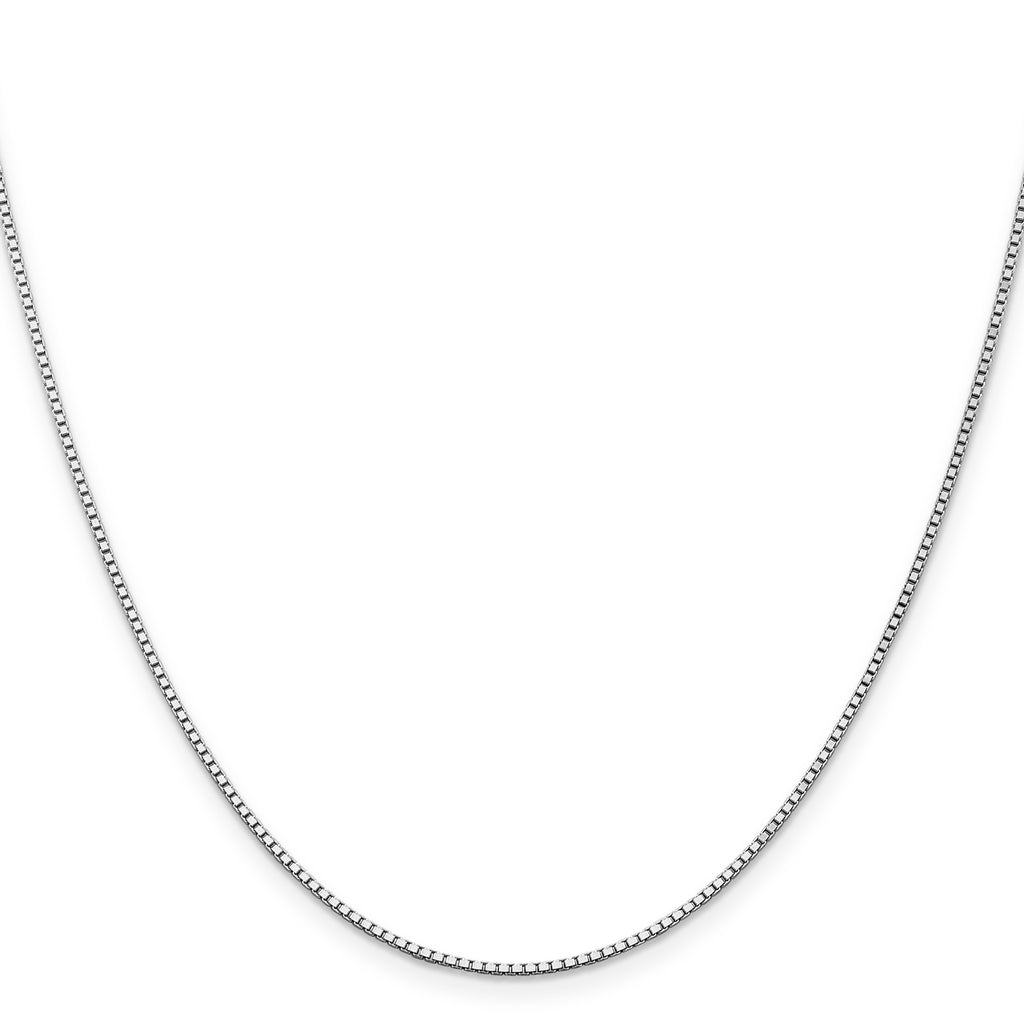 14K White Gold Solid Box Chain Necklace 1.3mm