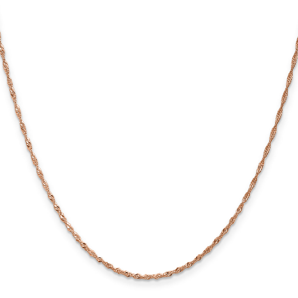 14K Rose Gold Solid Singapore Chain Necklace 1mm