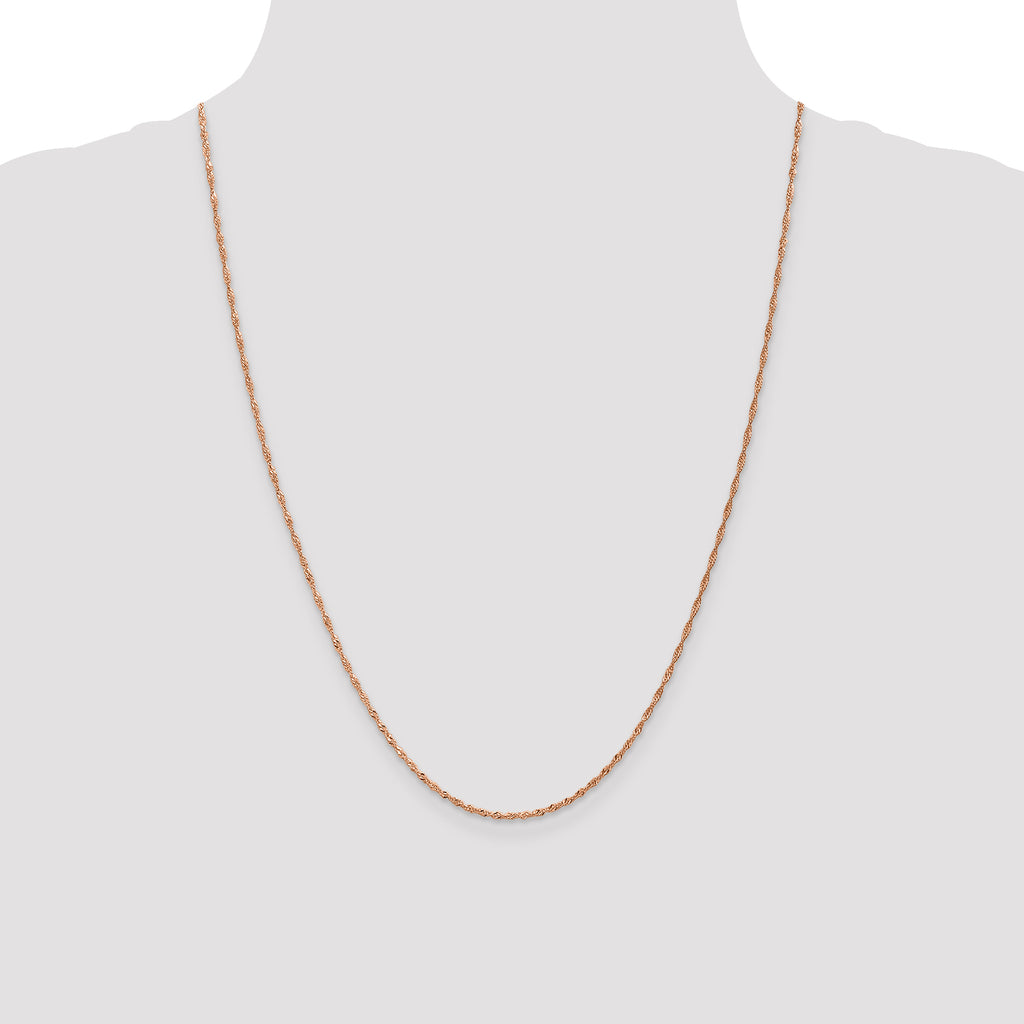 14K Rose Gold Solid Singapore Chain Necklace 1mm