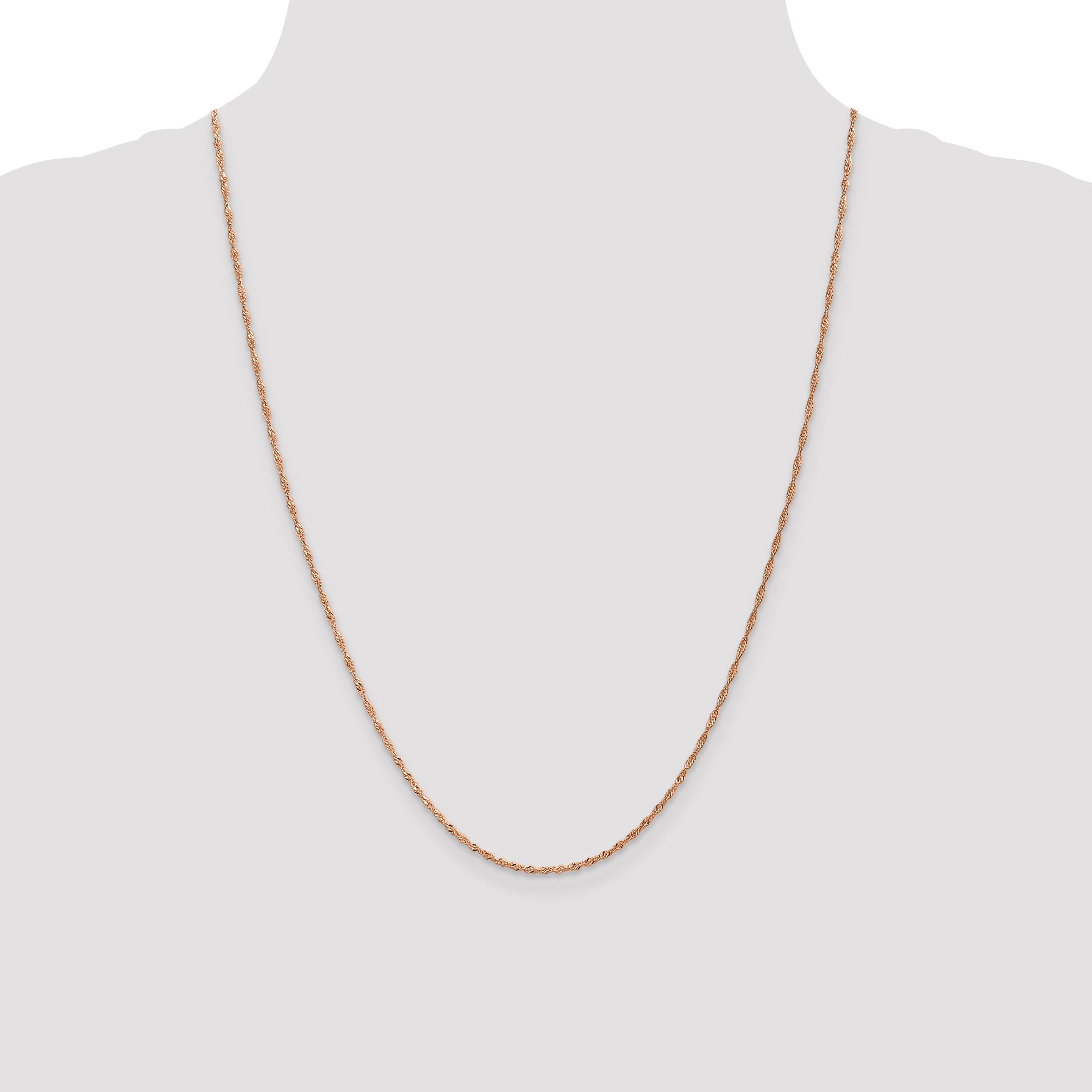 14K Rose Gold Solid Singapore Chain Necklace 1mm