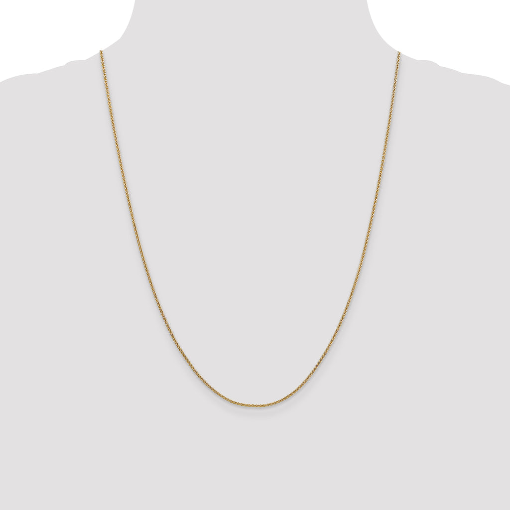 14K Yellow Gold Solid Cable Chain Necklace 1.4mm