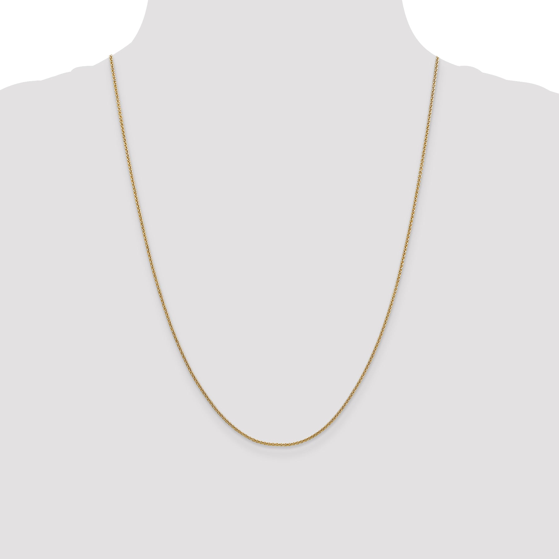 14K Yellow Gold Solid Cable Chain Necklace 1.4mm