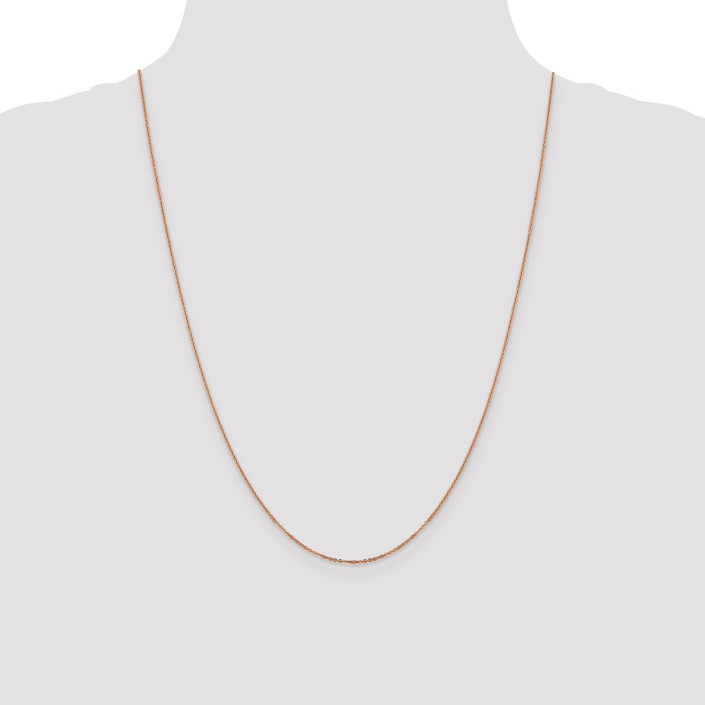14K Rose Gold Solid Cable Chain Necklace 1.1mm