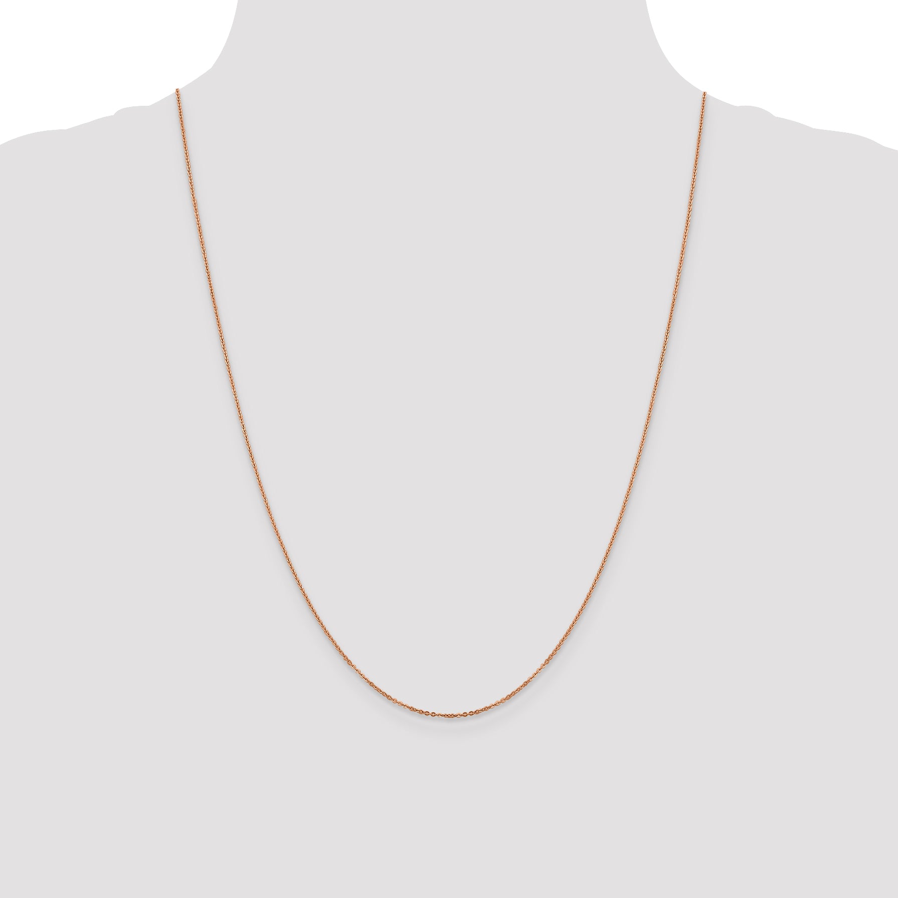 14K Rose Gold Solid Cable Chain Necklace 1.1mm