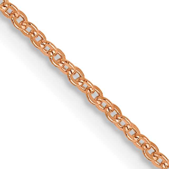 14K Rose Gold Solid Cable Chain Necklace 1.1mm