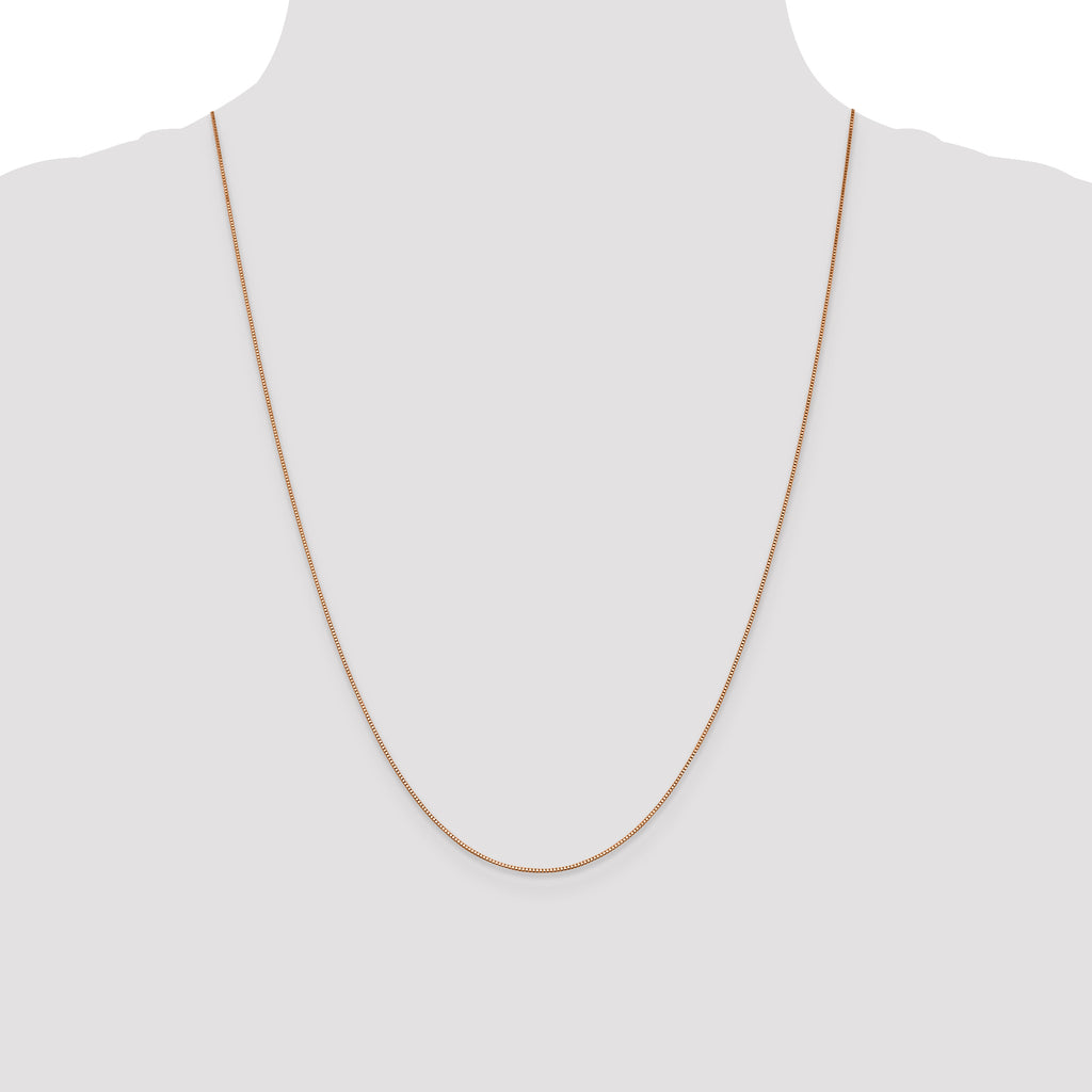 14K Rose Gold Solid Box Chain Necklace 0.7mm