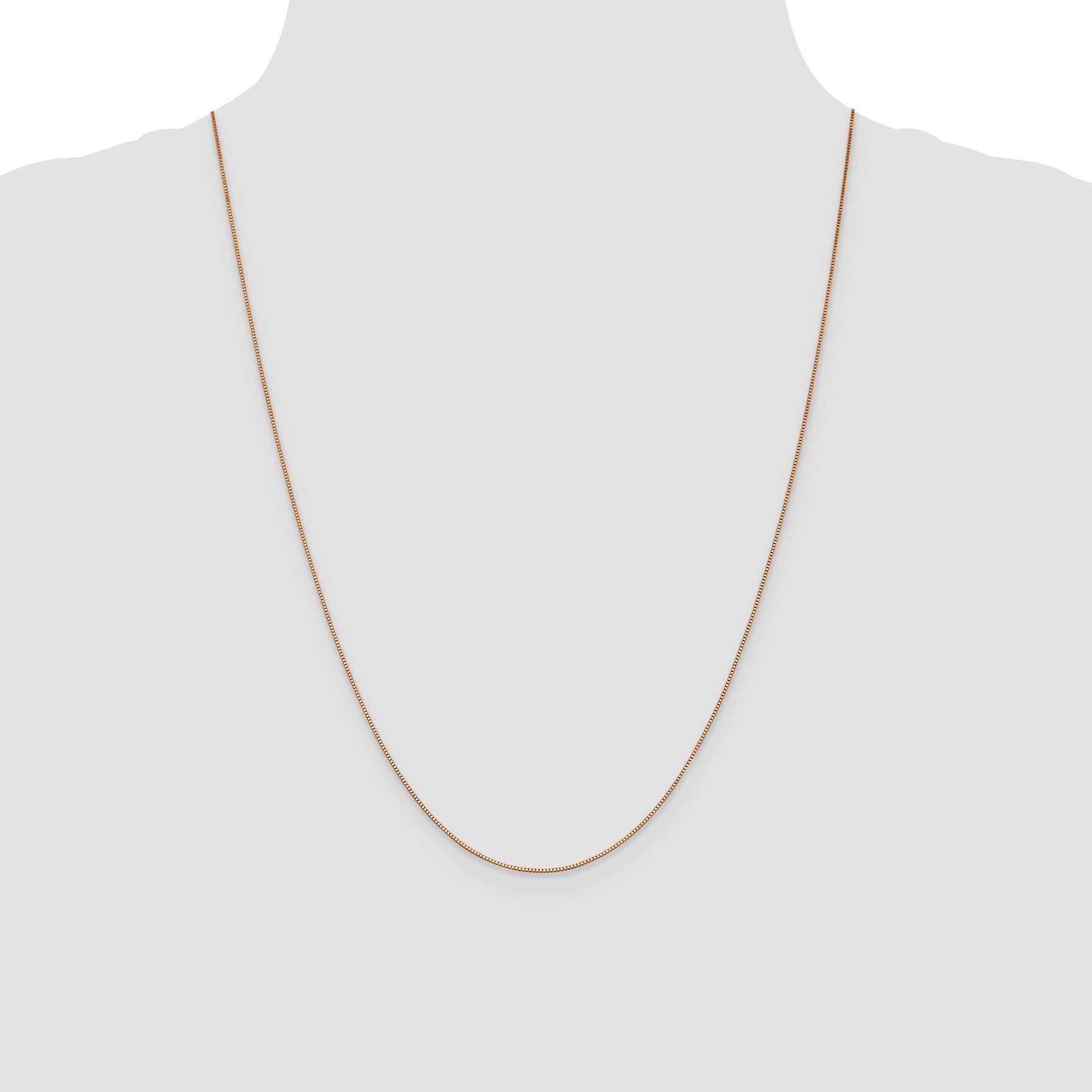 14K Rose Gold Solid Box Chain Necklace 0.7mm