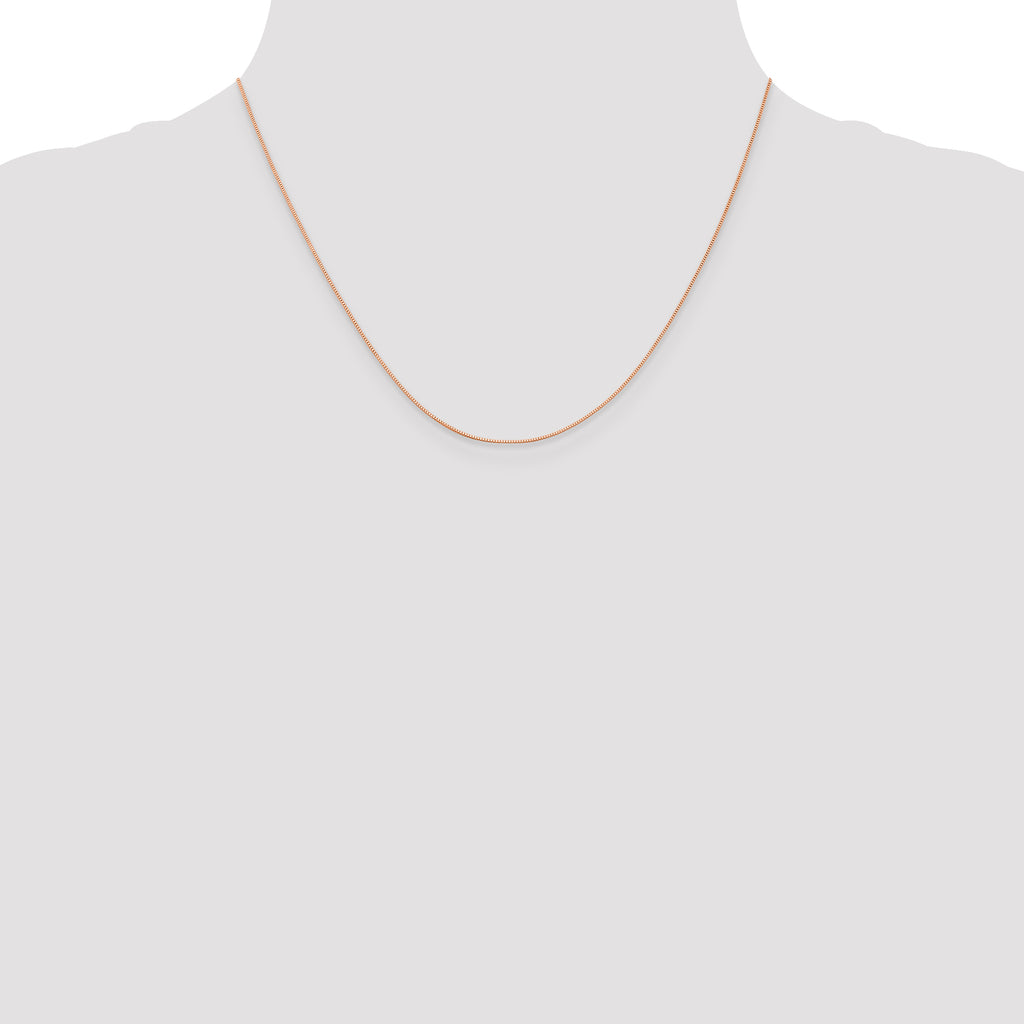 14K Rose Gold .5mm Baby Box with Lobster Clasp Chain