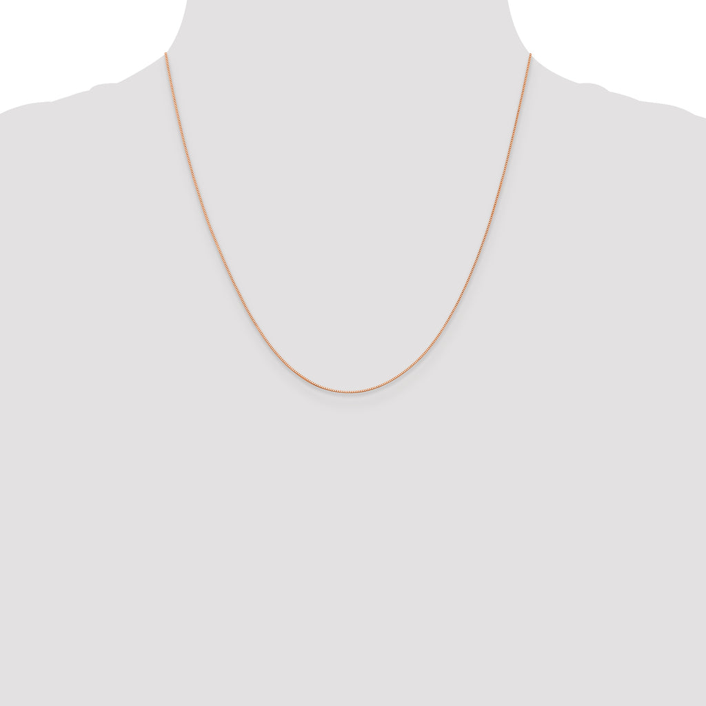 14K Rose Gold .5mm Baby Box with Lobster Clasp Chain