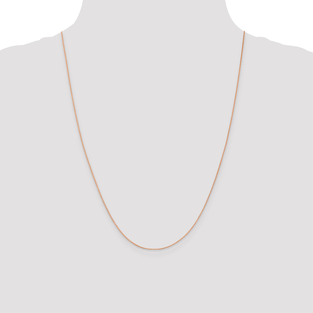 14K Rose Gold Solid Box Chain Necklace 0.5mm