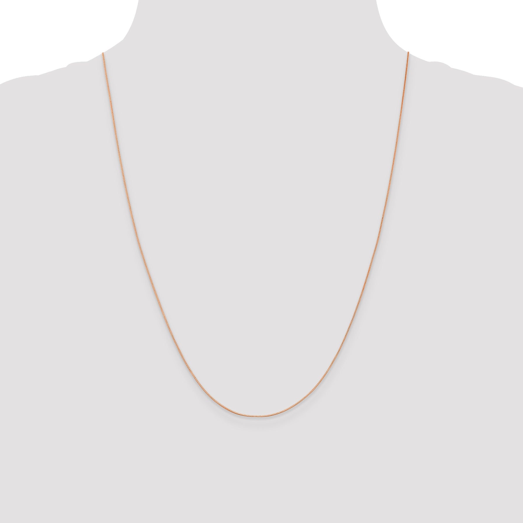14K Rose Gold Solid Box Chain Necklace 0.5mm