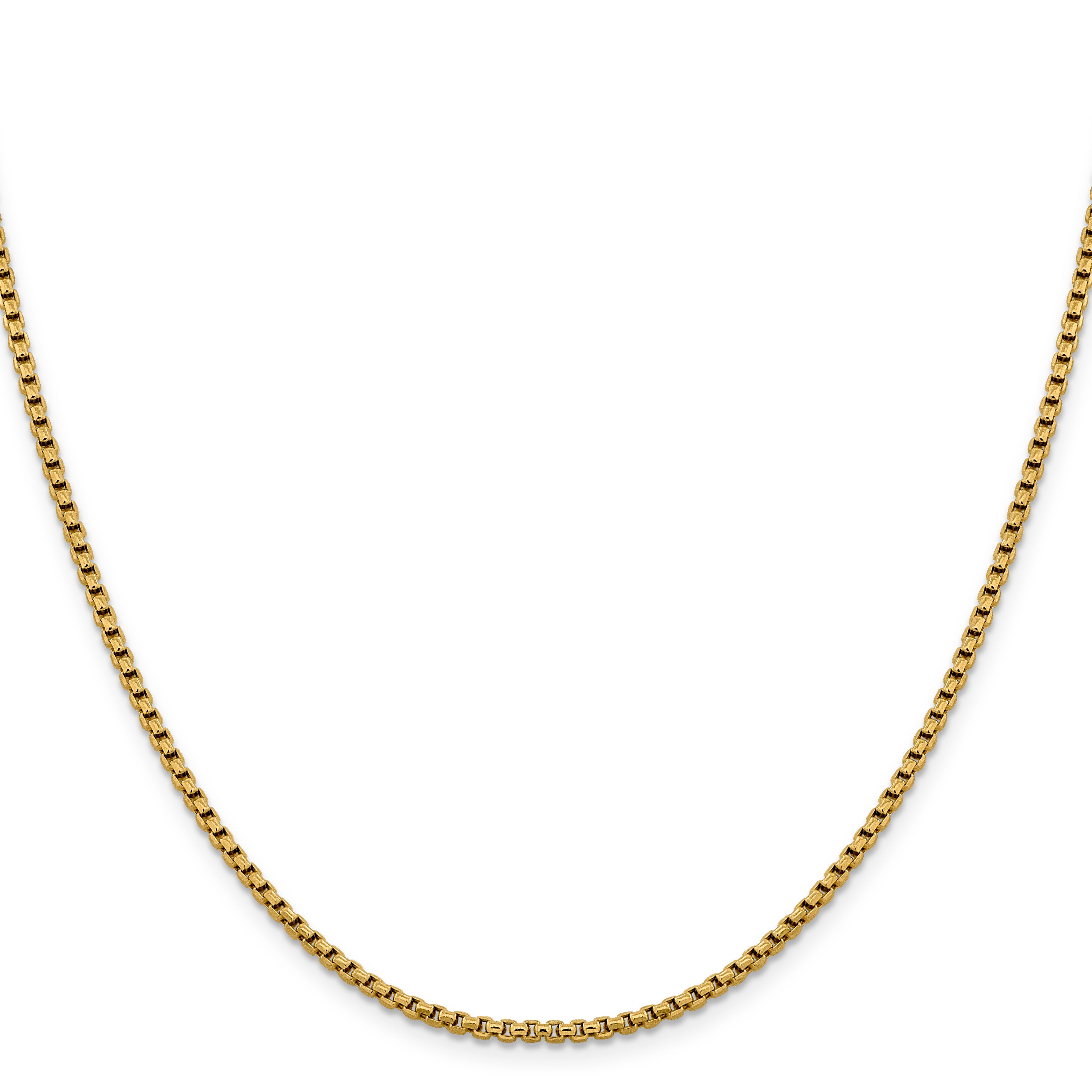 14K Yellow Gold Solid Diamond-Cut Box Chain Necklace 2.4mm Secondary image