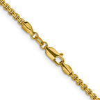 14K Yellow Gold Solid Diamond-Cut Box Chain Necklace 2.4mm