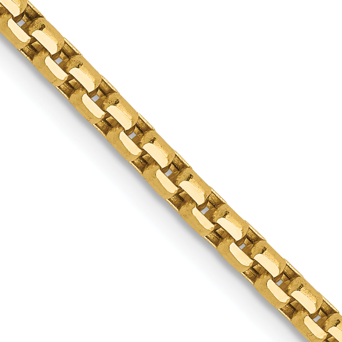 14K Yellow Gold Solid Diamond-Cut Box Chain Necklace 2.4mm