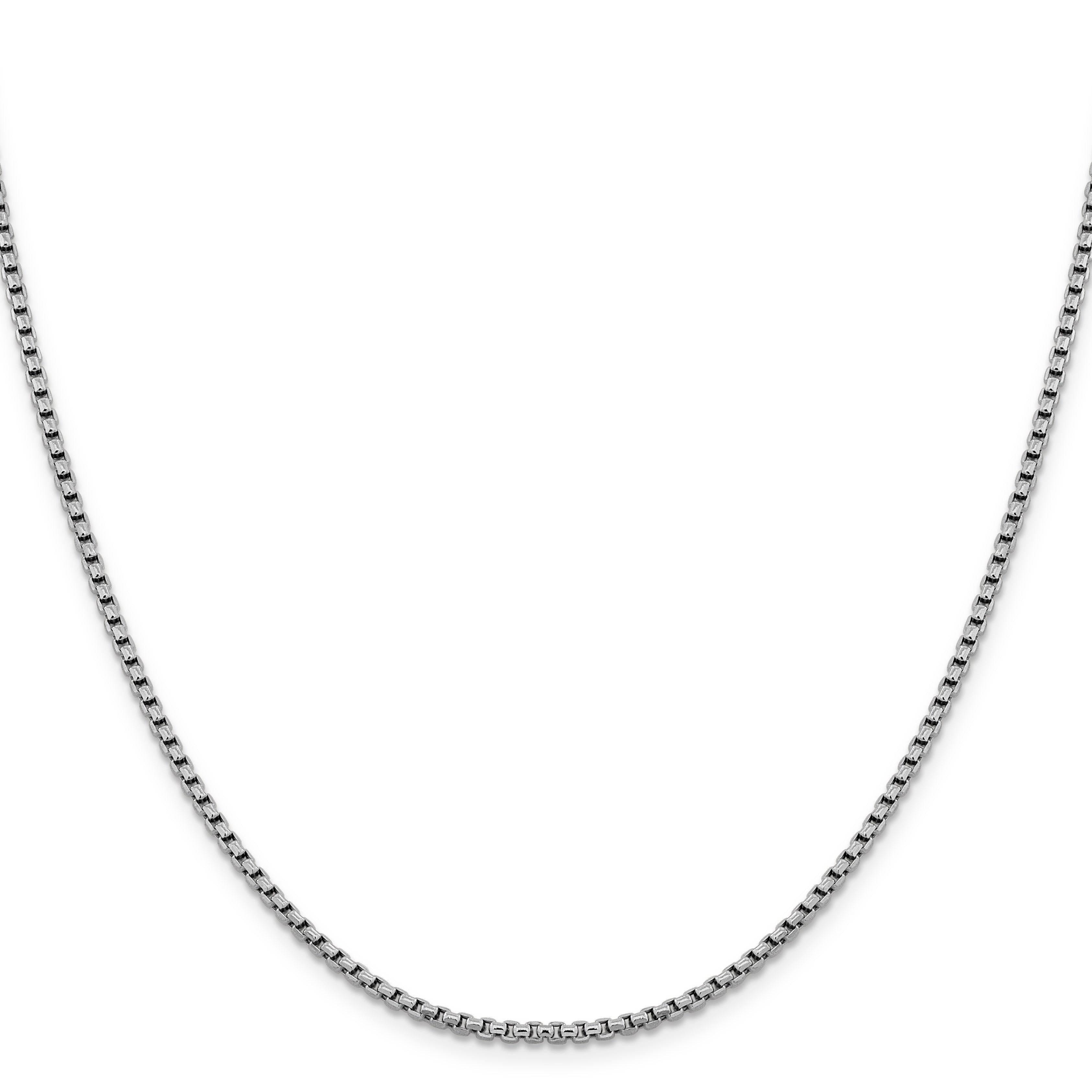 14K White Gold Solid Diamond-Cut Box Chain Necklace 2.4mm Secondary image