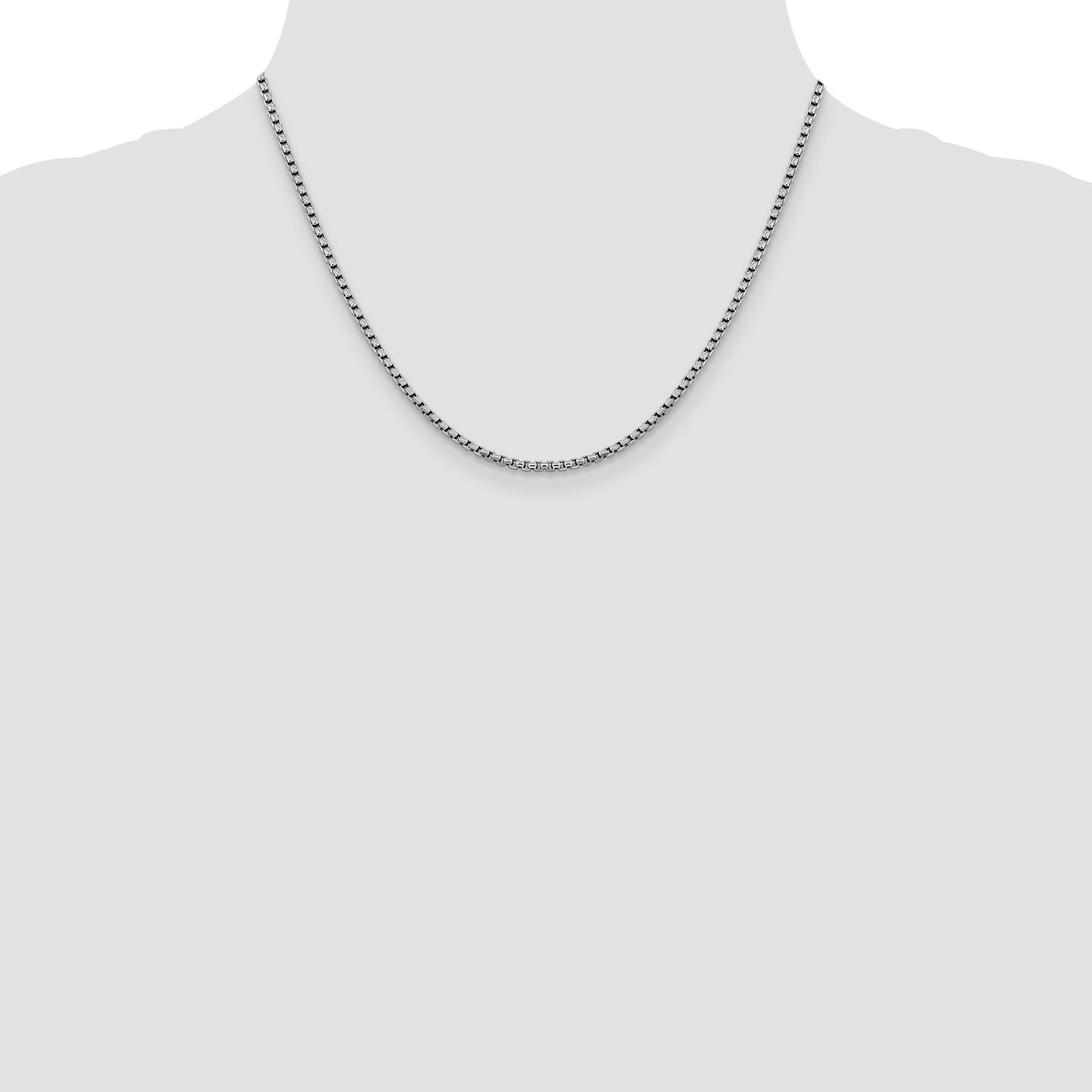2.4mm 14K White Gold Box Chain - Sophia Jewelers