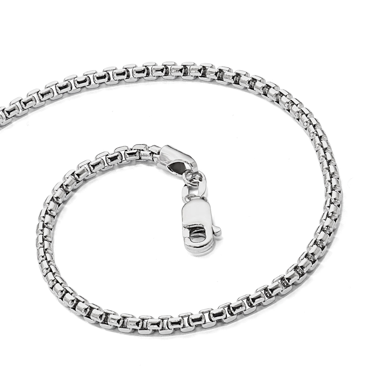 14K White Gold 2.4mm Semi-Solid D/C Round Box Chain