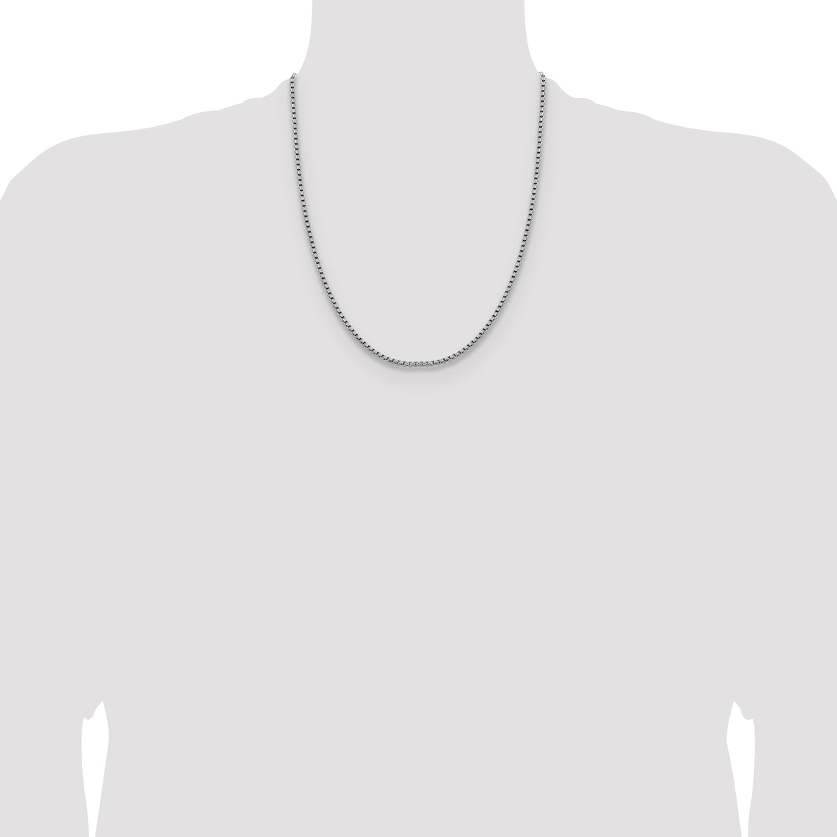 14K White Gold 2.4mm Semi-Solid D/C Round Box Chain