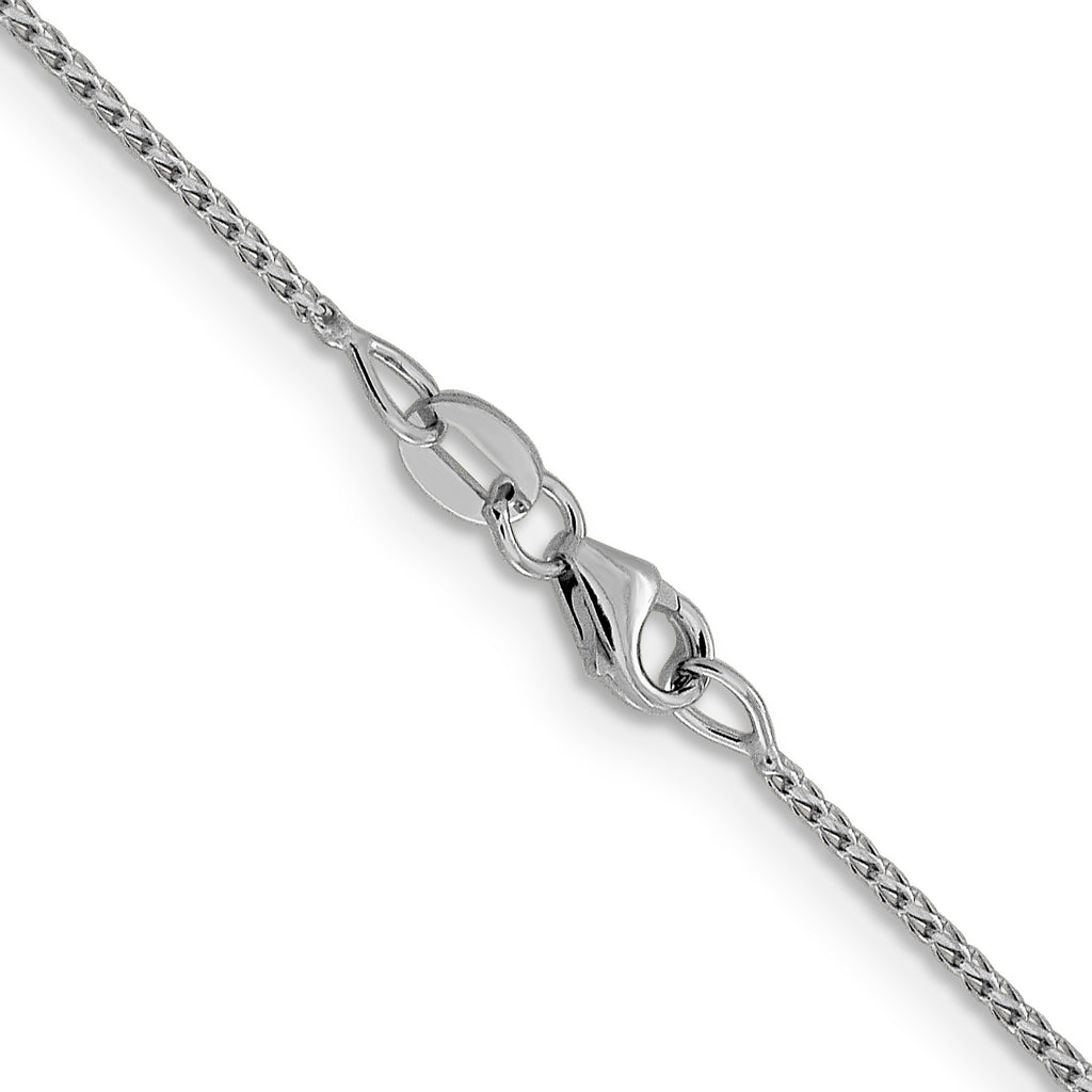 14K White Gold Solid Diamond-Cut Franco Chain Necklace 1mm