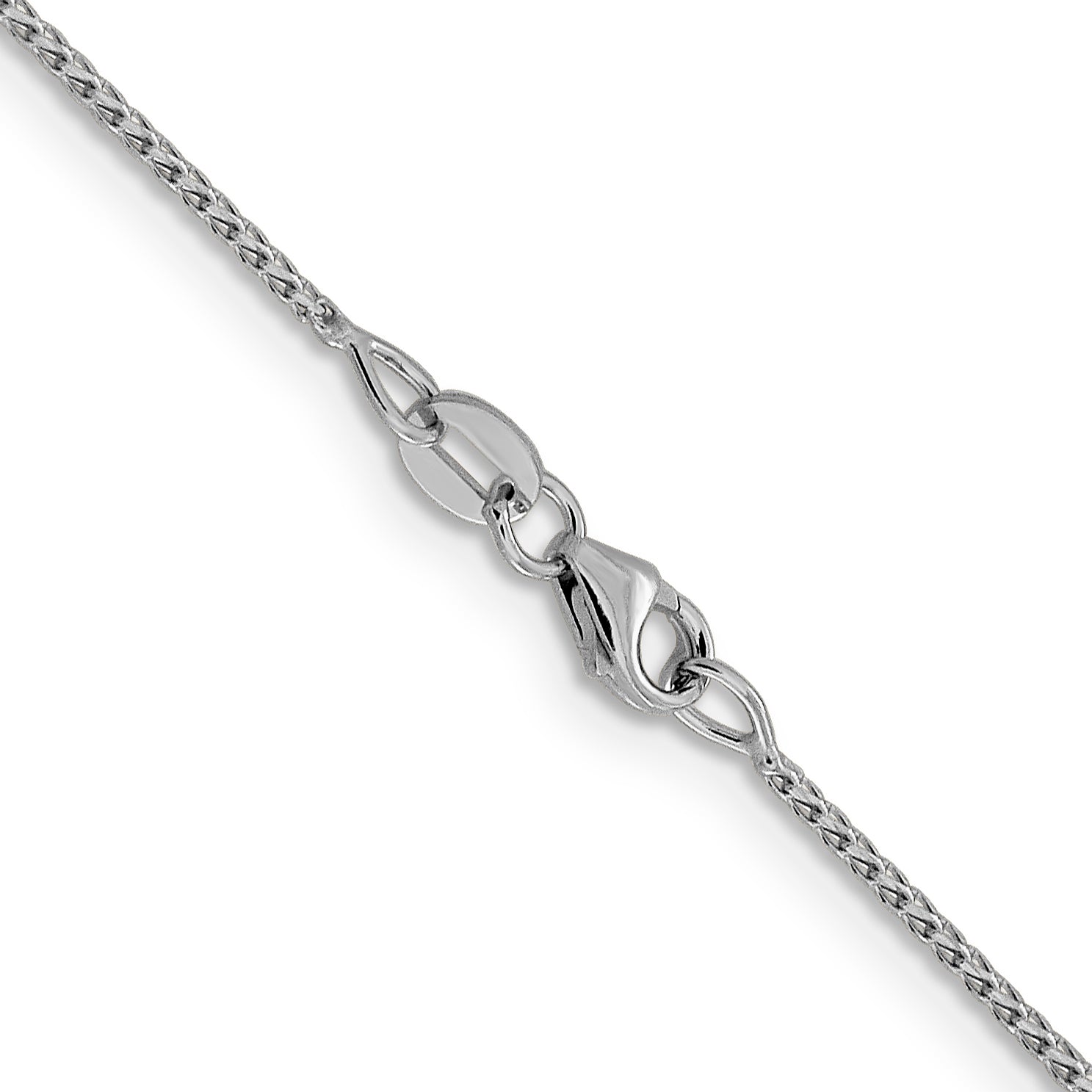 14K White Gold Solid Diamond-Cut Franco Chain Necklace 1mm