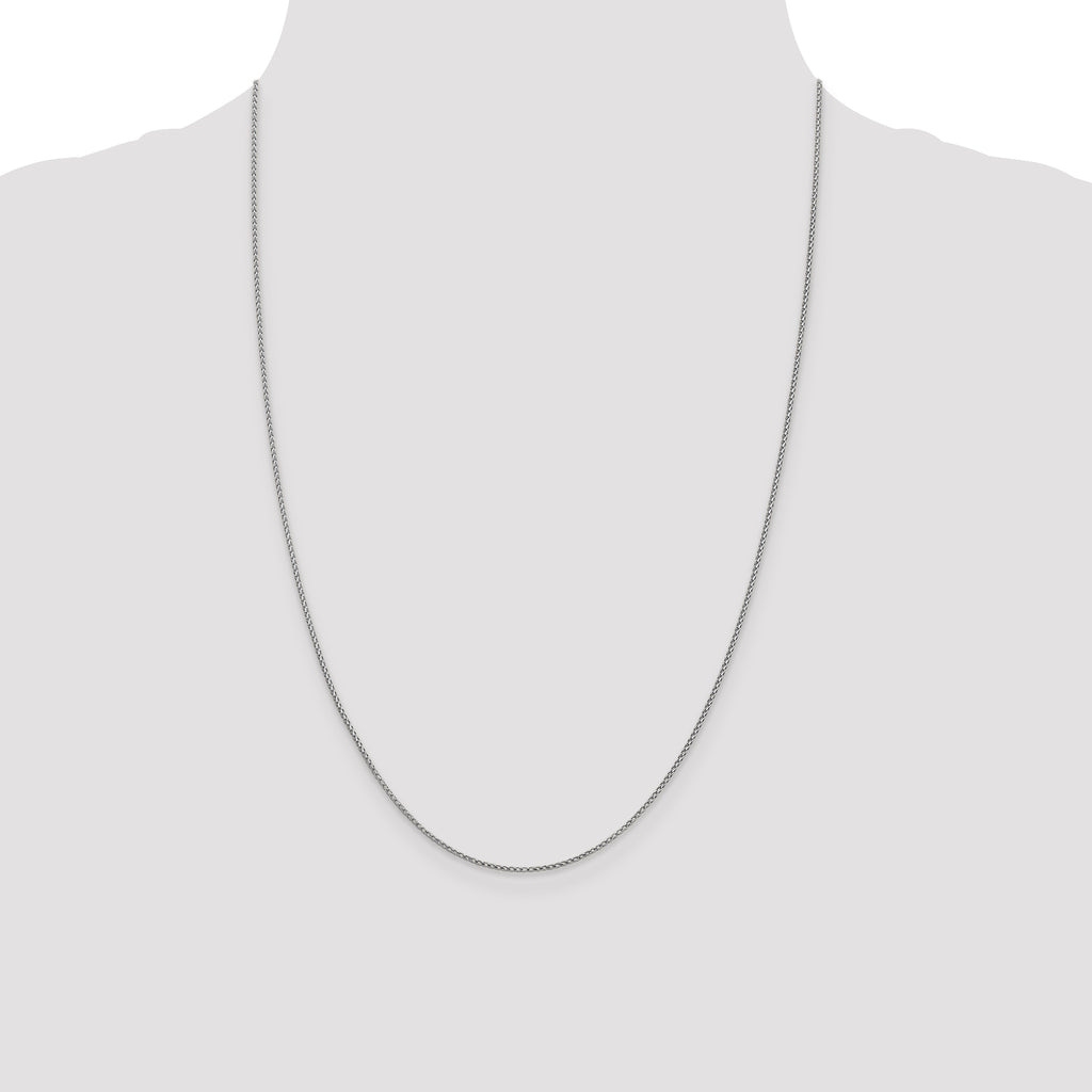 14K White Gold Solid Diamond-Cut Franco Chain Necklace 1mm