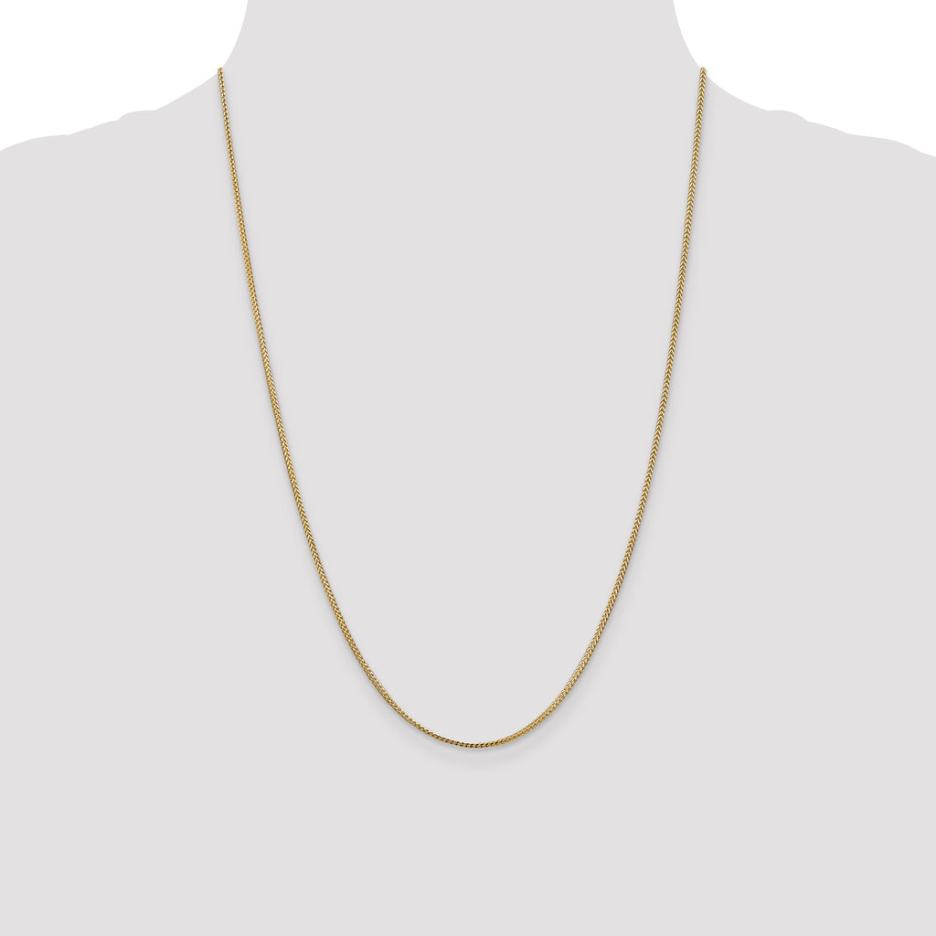 14K Yellow Gold Solid Franco Chain Necklace 1.1mm