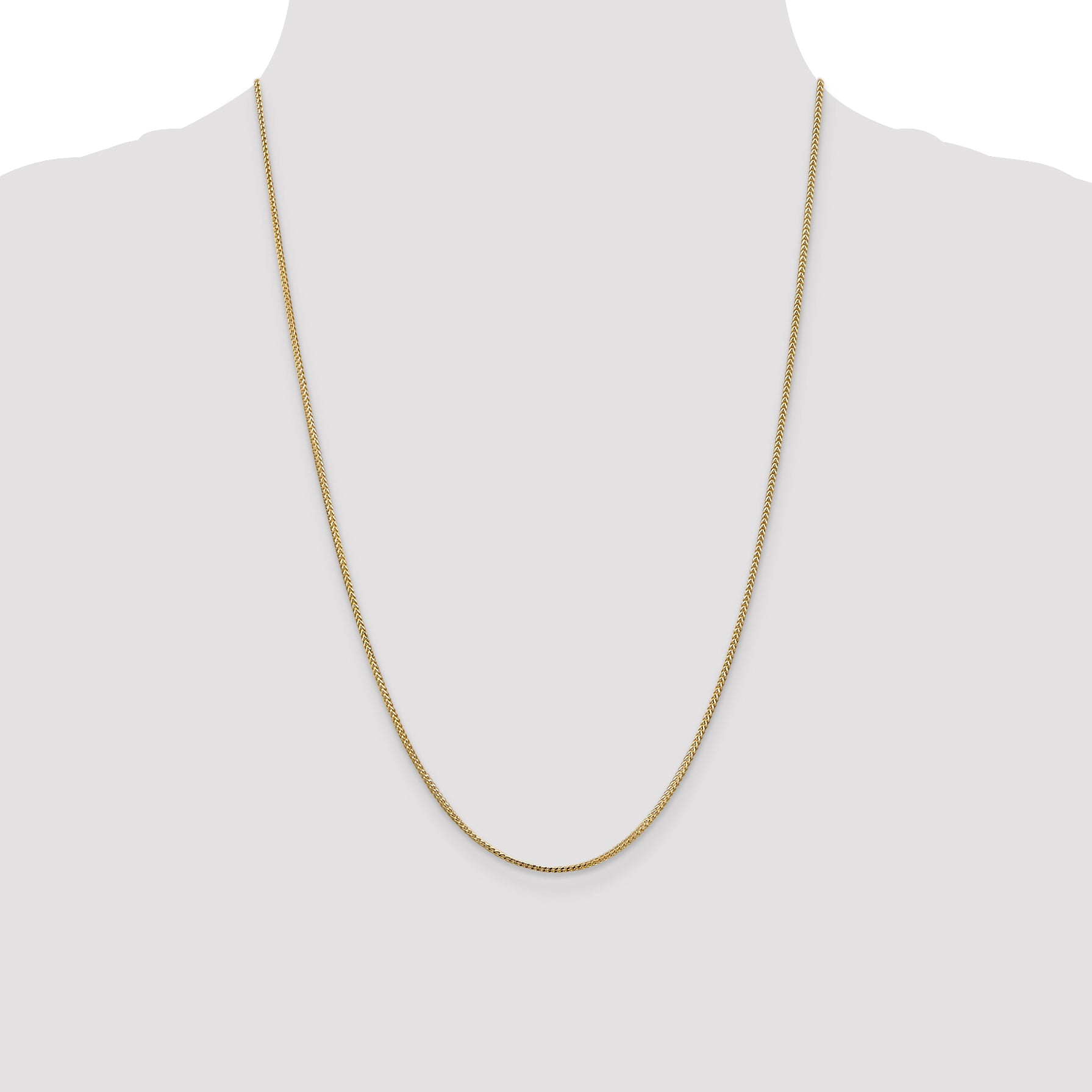 14K Yellow Gold Solid Franco Chain Necklace 1.1mm