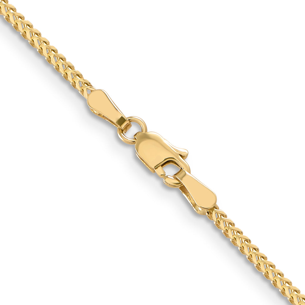 14K Yellow Gold Solid Franco Chain Necklace 1.25mm