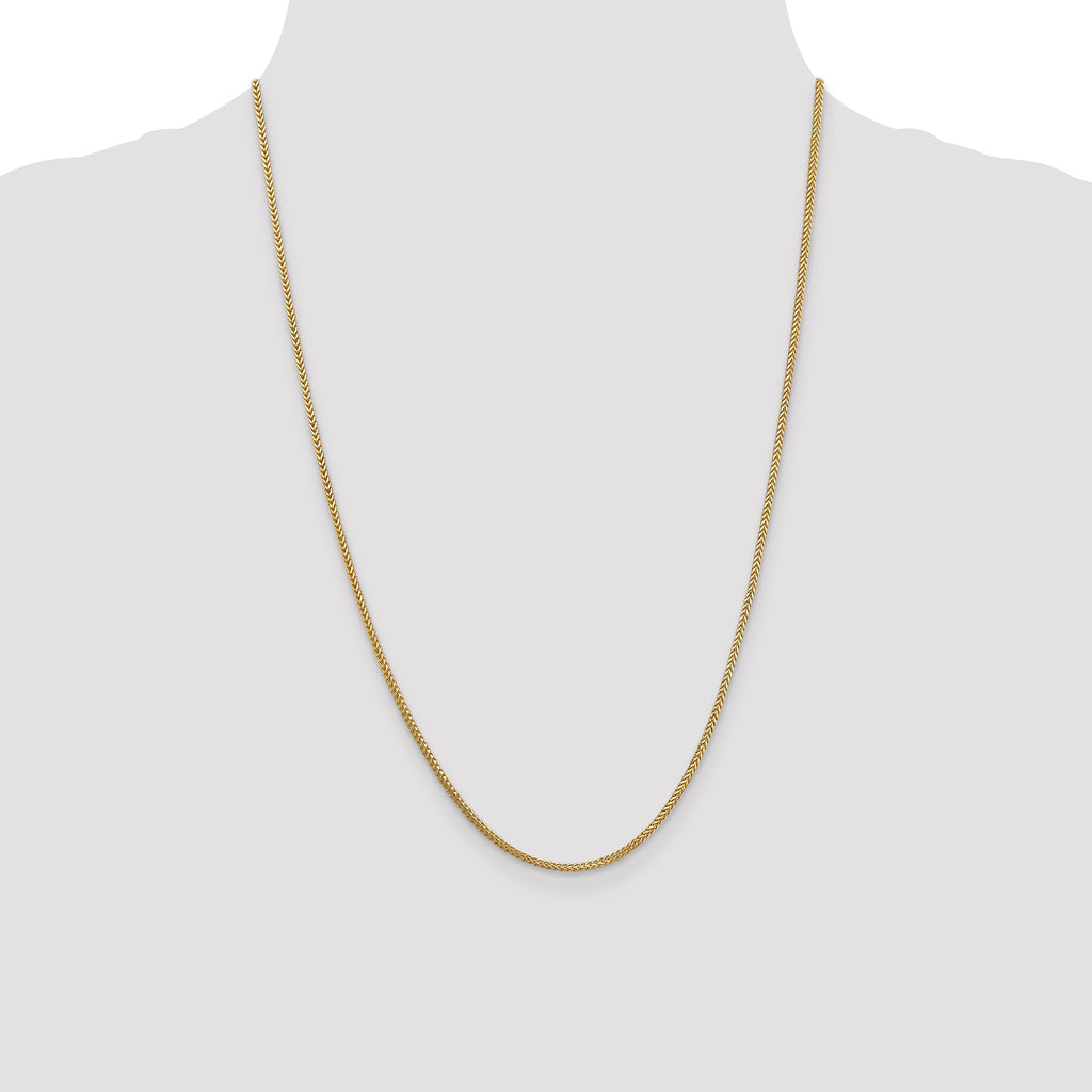 14K Yellow Gold Solid Franco Chain Necklace 1.25mm