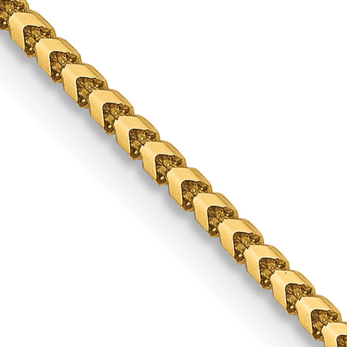 14K Yellow Gold Solid Franco Chain Necklace 1.25mm