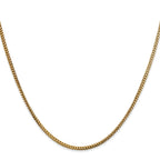 14K Yellow Gold Solid Franco Chain Necklace 1.5mm