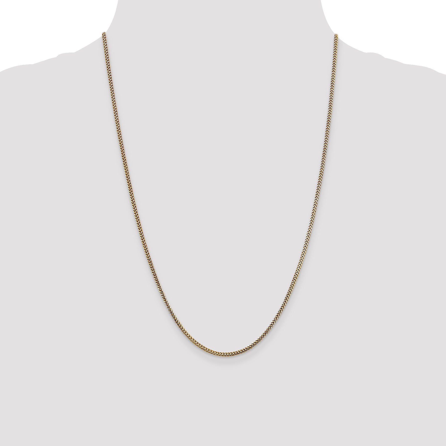 14K Yellow Gold Solid Franco Chain Necklace 1.5mm