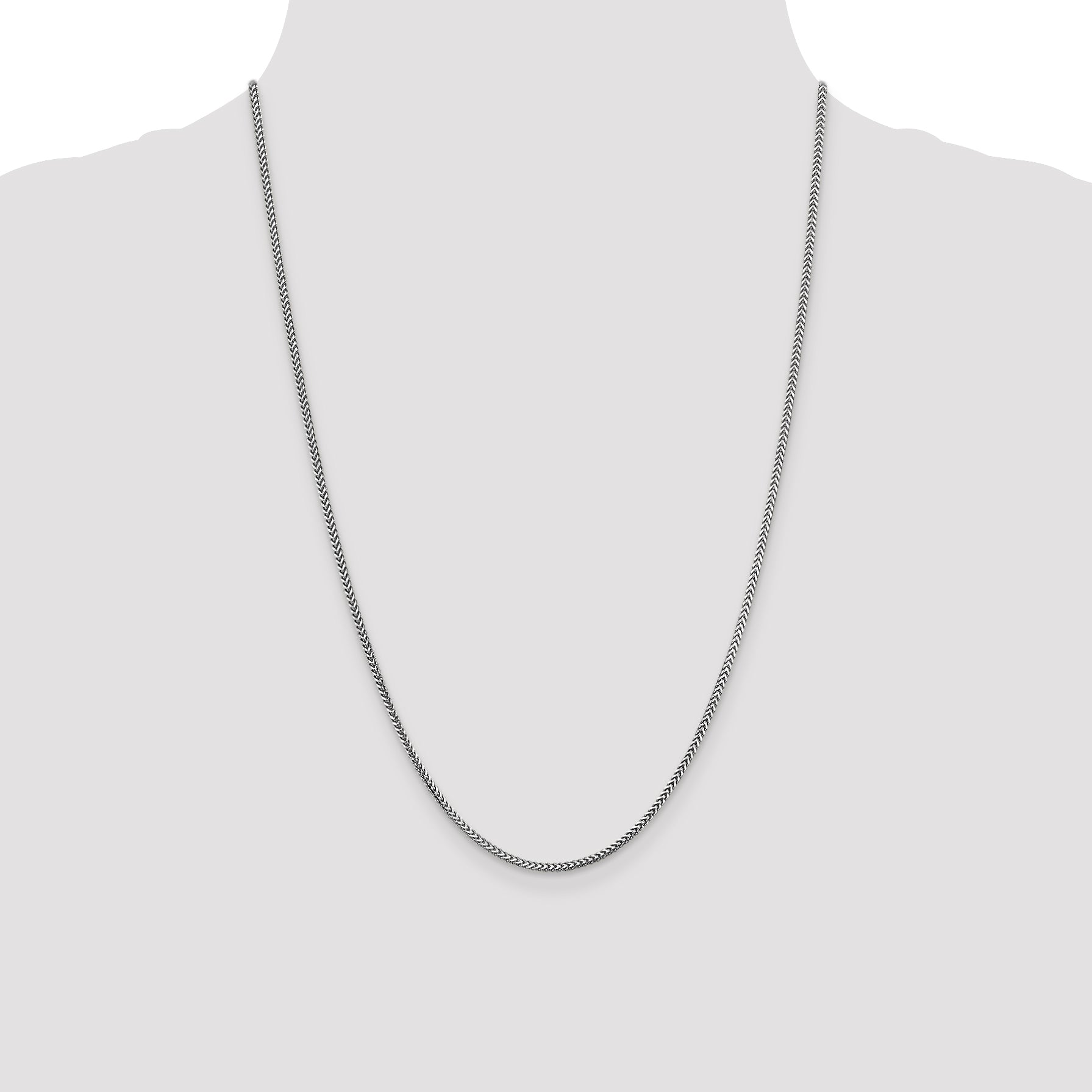 14K White Gold Solid Franco Chain Necklace 1.5mm