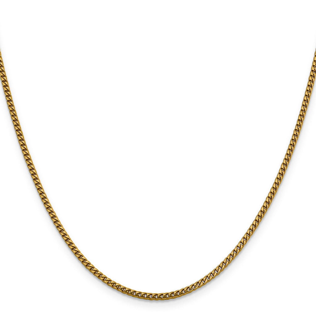 14K Yellow Gold Solid Franco Chain Necklace 2mm