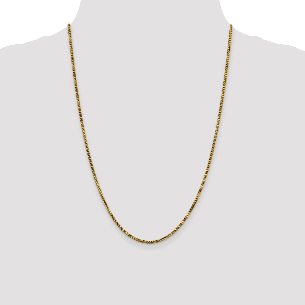 14K Yellow Gold Solid Franco Chain Necklace 2mm