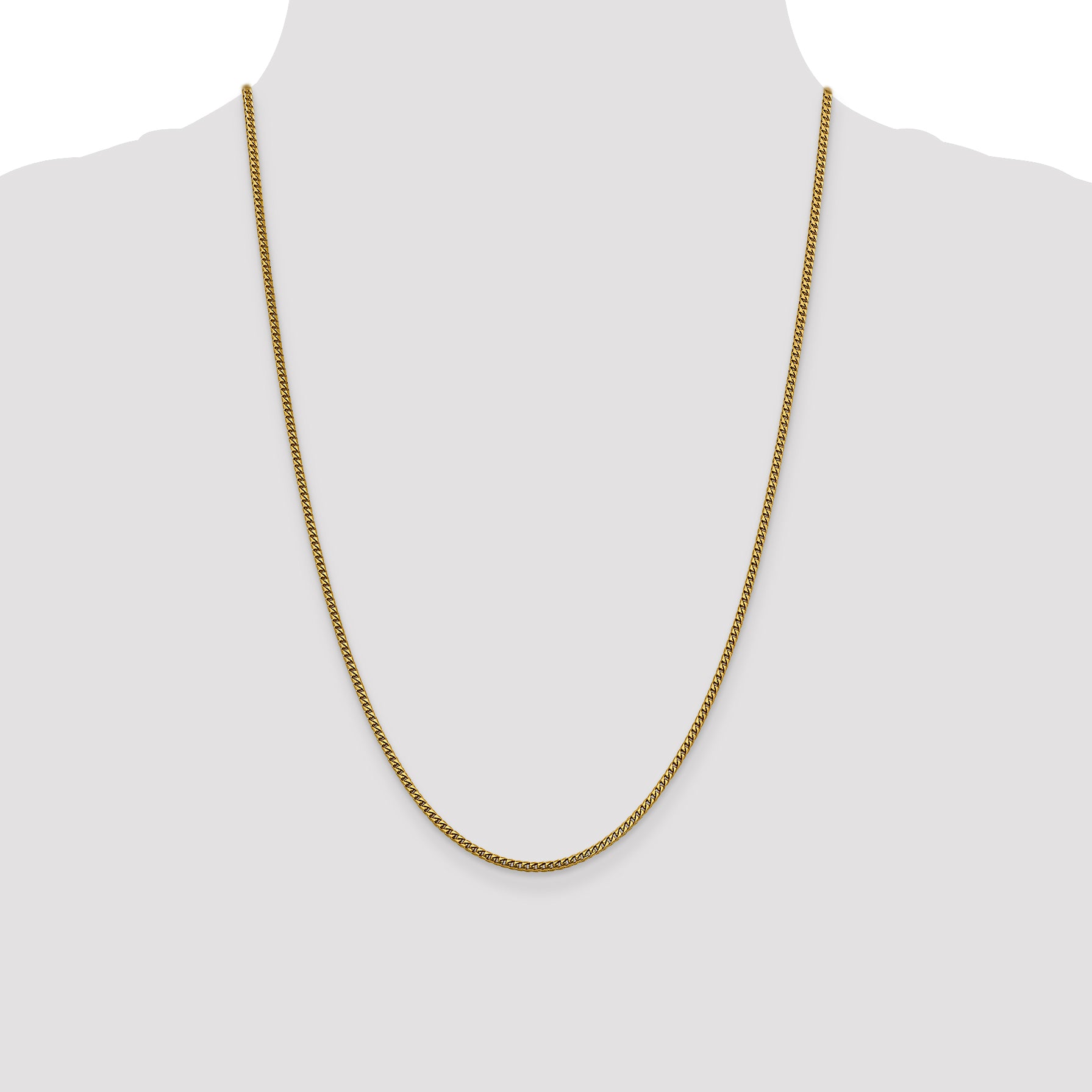 14K Yellow Gold Solid Franco Chain Necklace 2mm