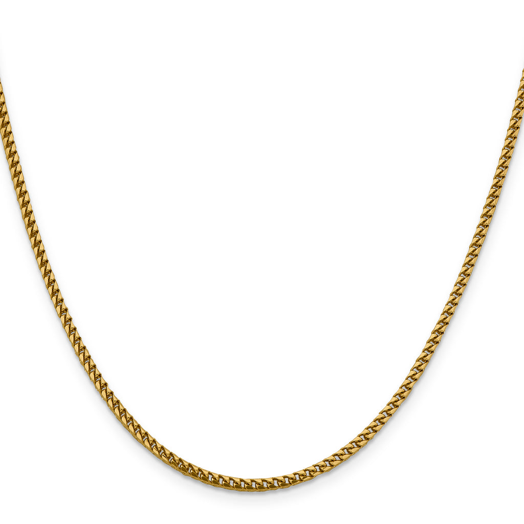14K Yellow Gold Solid Franco Chain Necklace 2.4mm