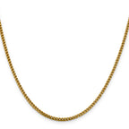 14K Yellow Gold Solid Franco Chain Necklace 2.4mm