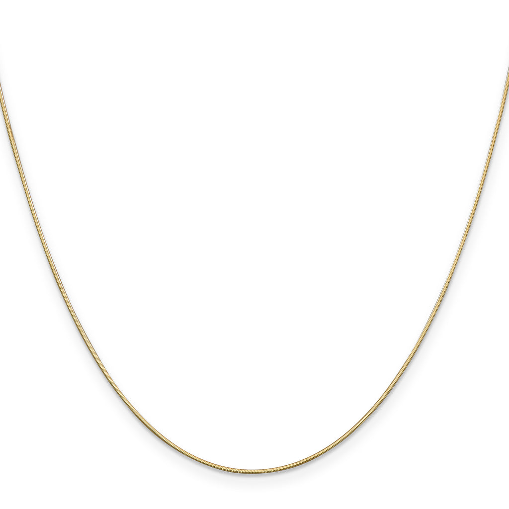 14K Yellow Gold Solid Diamond-Cut Snake Chain Necklace 0.8mm