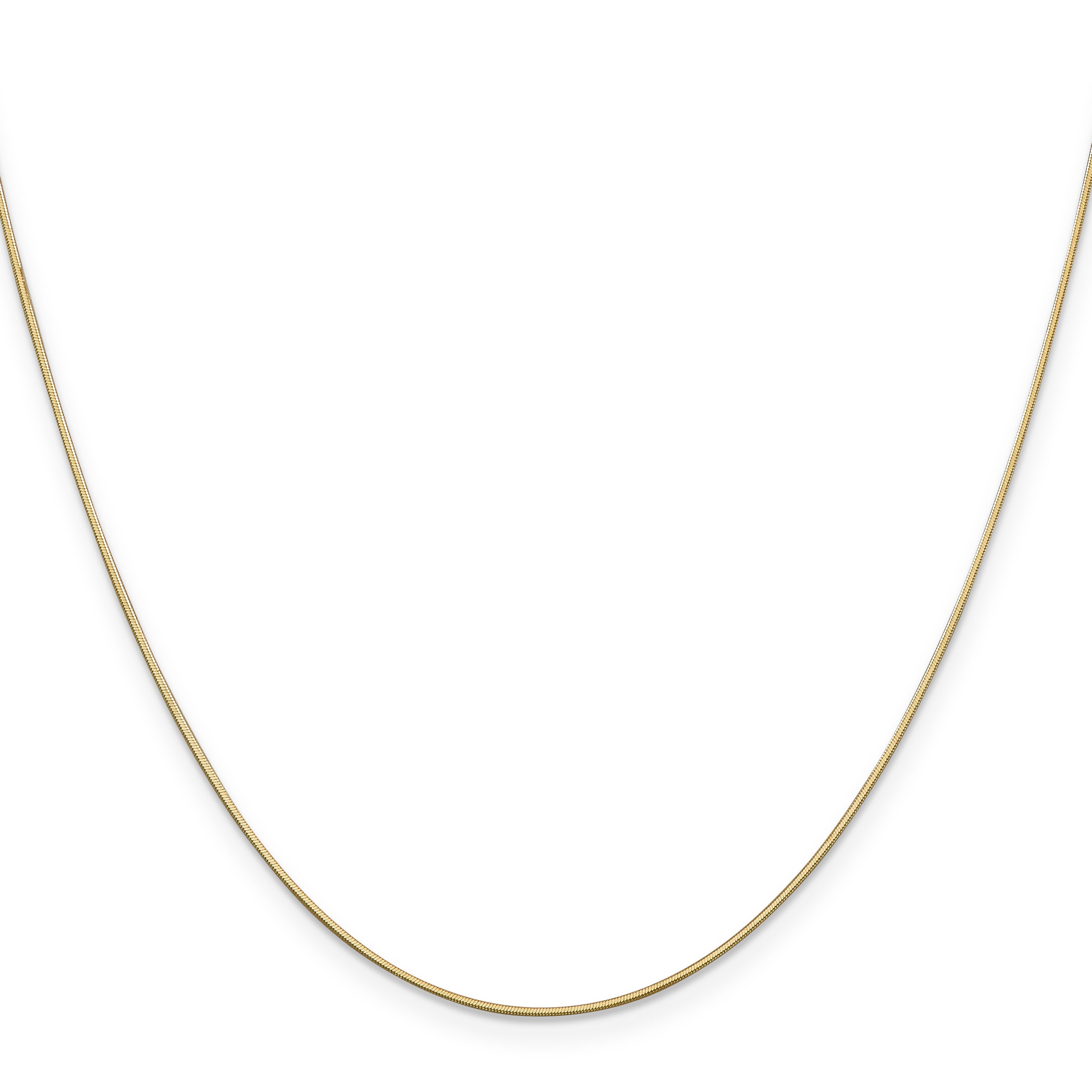 14K Yellow Gold Solid Diamond-Cut Snake Chain Necklace 0.8mm