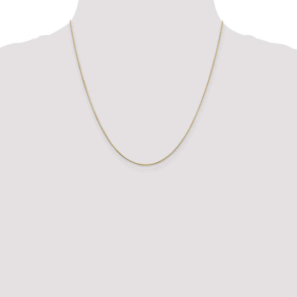 14K Yellow Gold Solid Diamond-Cut Snake Chain Necklace 0.8mm